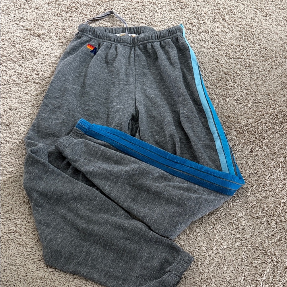 Aviator Nation Gray Sweatpants with Rainbow Detail